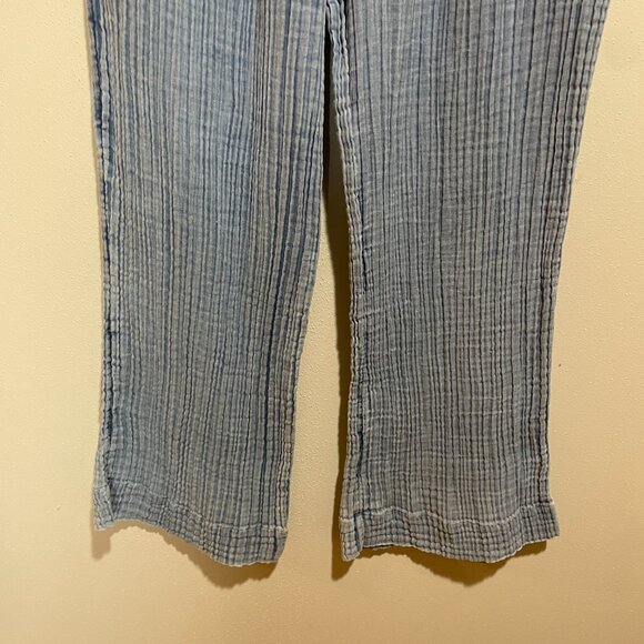 Faherty Dream Cotton Gauze Wide Leg Pant Light Indigo Wash - Picture 5 of 15